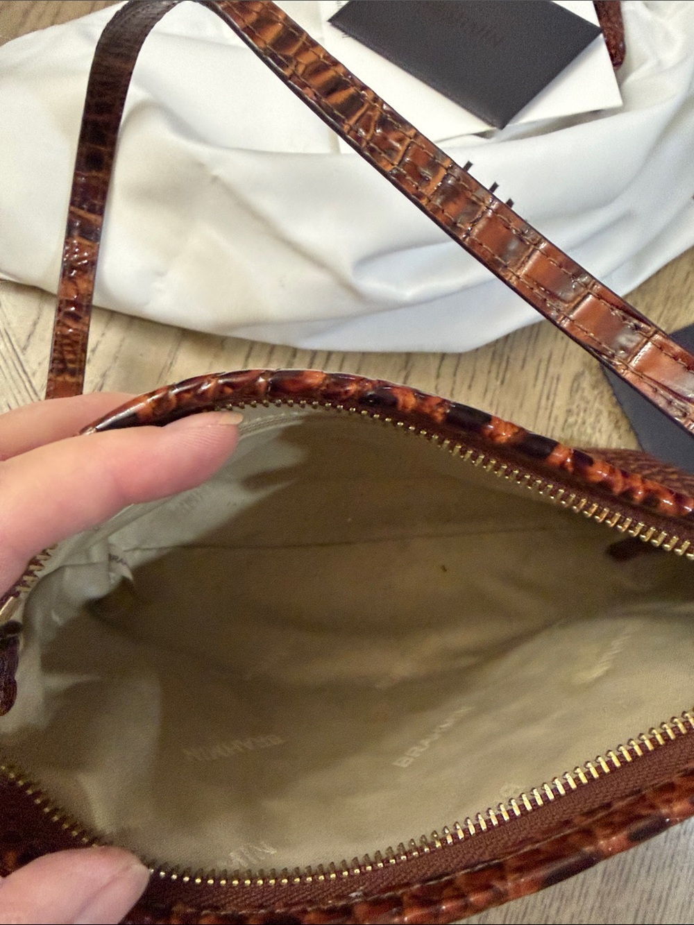 Brahmin Brown Croc-Embossed Shoulder Bag - Picture 6 of 8